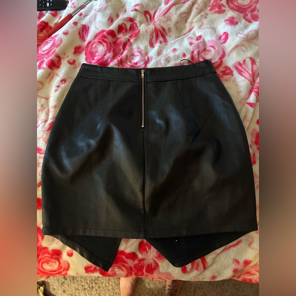 Black Faux Leather skirt with studded rhinestones from REVOLVE - Picture 3 of 6